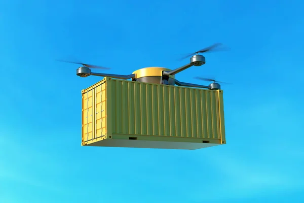 Drone Cargo Container Blue Sky Illustration — Stock Photo, Image