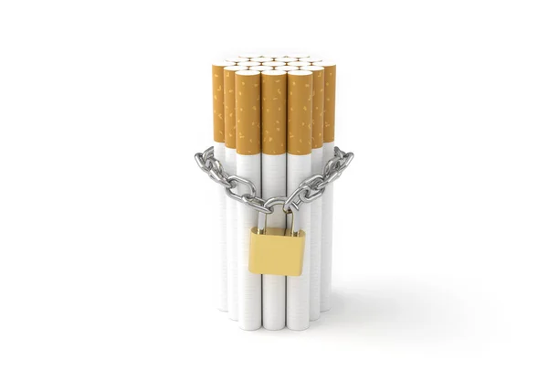 World Tobacco Day Stop Smoking Concept Cigarro Com Corrente Cadeado — Fotografia de Stock