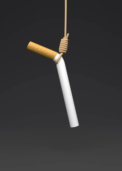 世界禁煙デー 停止喫煙コンセプト ロープでぶら下がっているタバコ イラストレーション — ストック写真