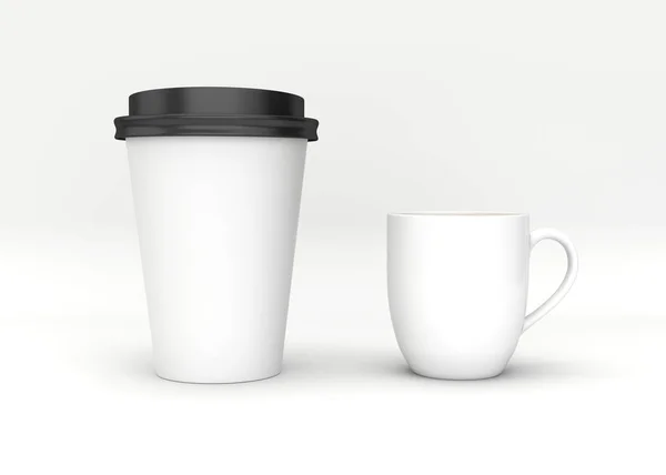 Blank Mock Xícara Café Fundo Branco Ilustração — Fotografia de Stock