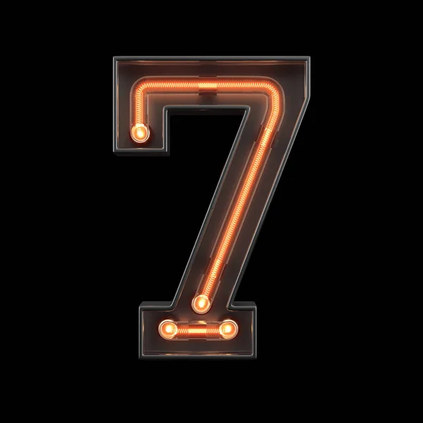 Number 7, Alphabet made from Neon Light — 스톡 사진