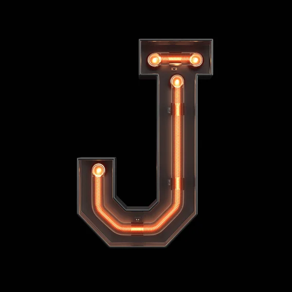 Неоновый световой алфавит J — стоковое фото