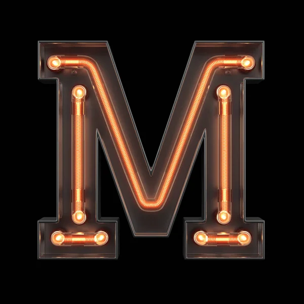 Neon Light Alphabet M — 스톡 사진