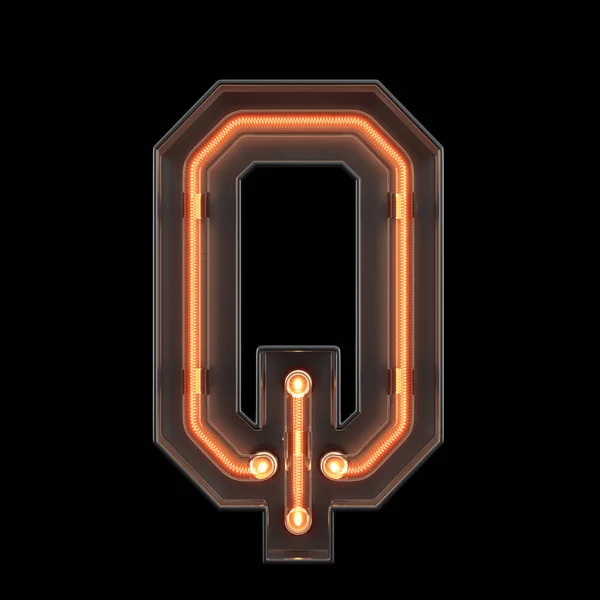 Alfabeto claro de néon Q — Fotografia de Stock