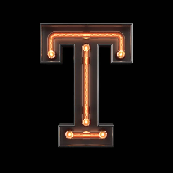 Неоновий світловий алфавіт T — стокове фото