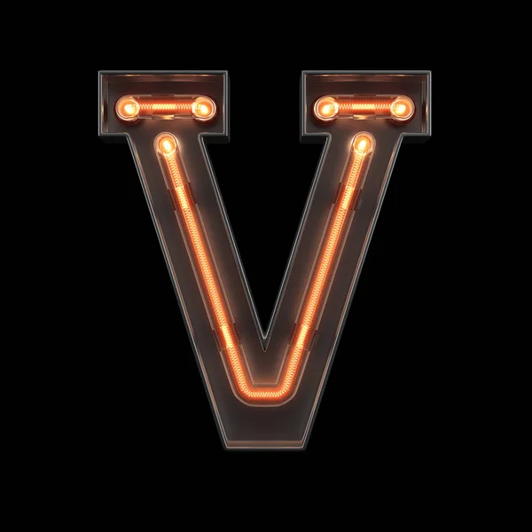 Neon Light Alphabet V — Stock Photo, Image