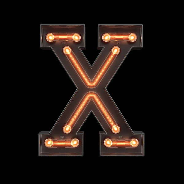 Neonová světlá abeceda X — Stock fotografie