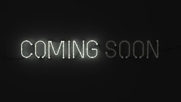 Coming Soon Neon Sign Dark Background — Stock Video