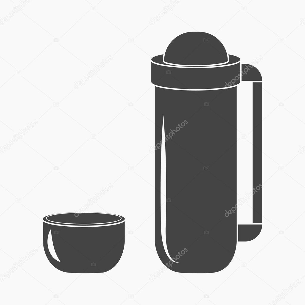 Thermos icon in outline style isolated on white background. Camping symbol  stock vector illustration. Stock Vector