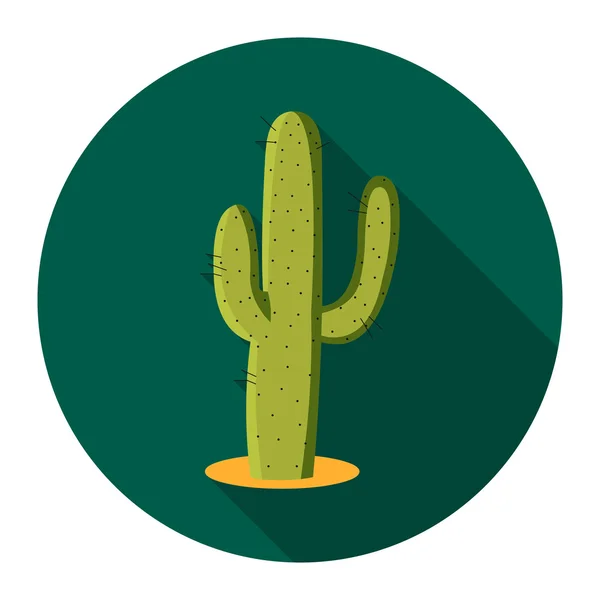 Cactus icono plano. Singe icono occidental de la llanura salvaje oeste . — Archivo Imágenes Vectoriales