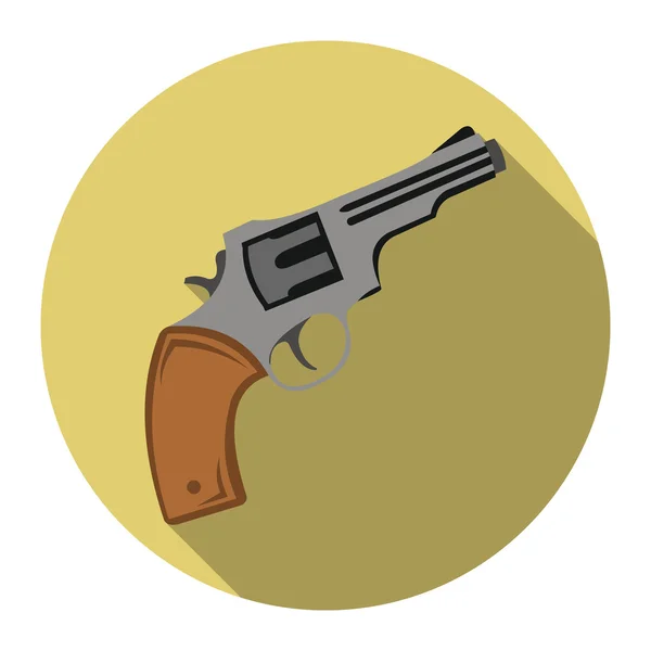 Revolver pictogram plat. Westerse icoon uit het wilde westen platte singe. — Stockvector