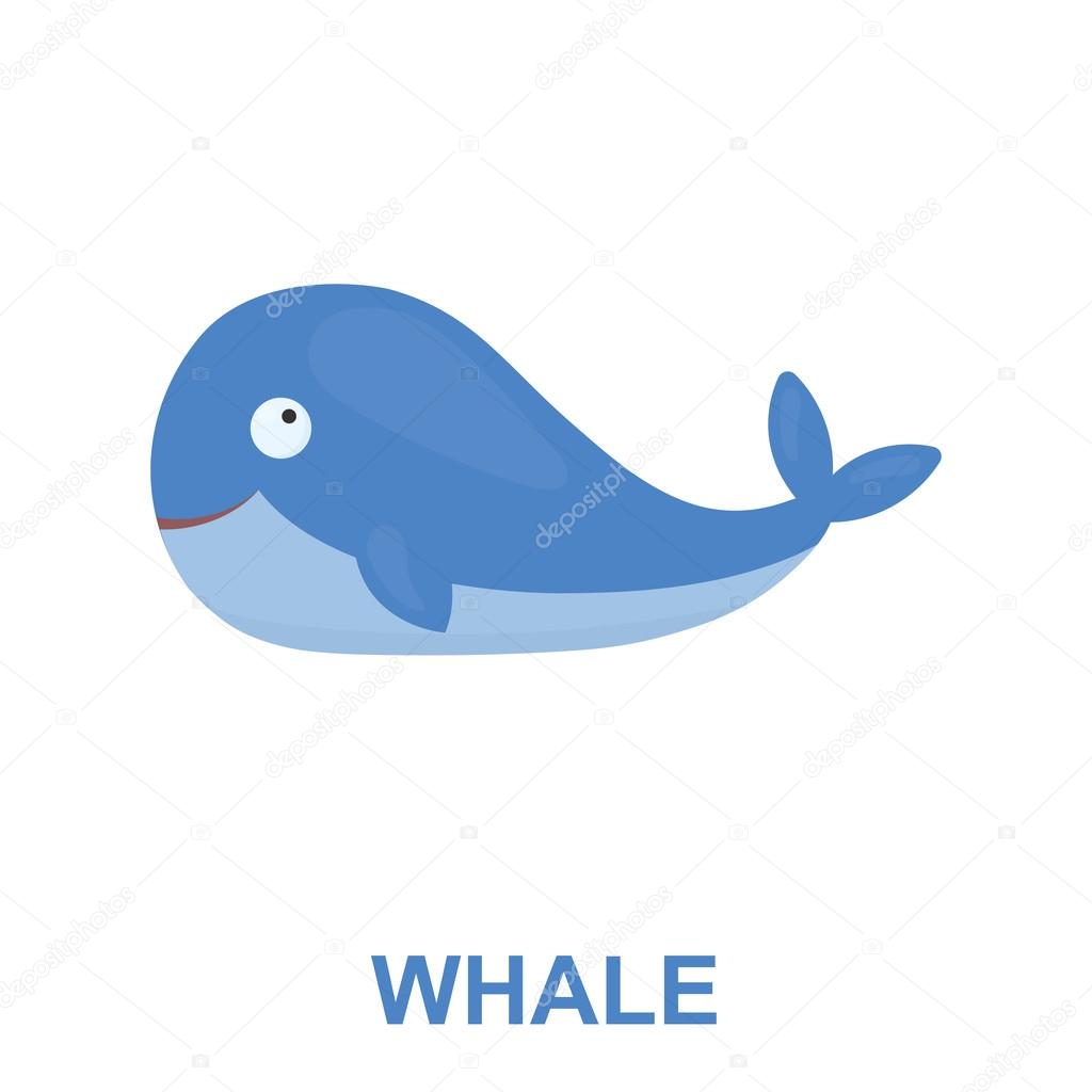 鲸鱼图标卡通。烧从大动物组动物图标. 图库矢量图©PandaVector 124979920