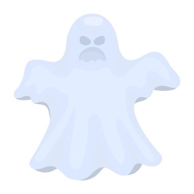 Hayalet simgesi beyaz arka plan üzerinde izole karikatür tarzı. Siyah ve beyaz sihirli sembol stok vektör çizim.