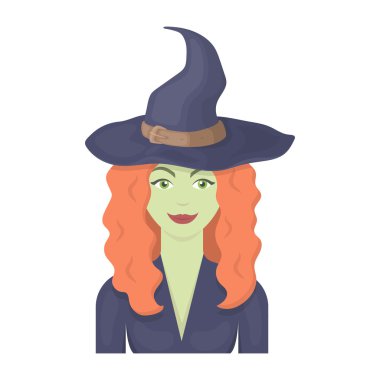 Cadı simgesi beyaz arka plan üzerinde izole karikatür tarzı. Siyah ve beyaz sihirli sembol stok vektör çizim.