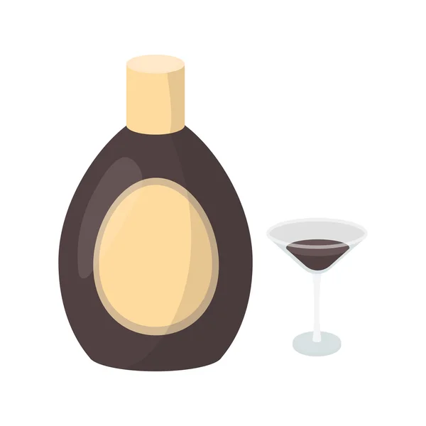 Icono de licor de chocolate en estilo de dibujos animados aislado sobre fondo blanco. Alcohol símbolo stock vector ilustración . — Vector de stock