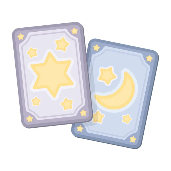 Tarot kartları simgesi beyaz arka plan üzerinde izole karikatür tarzı. Siyah ve beyaz sihirli sembol stok vektör çizim.