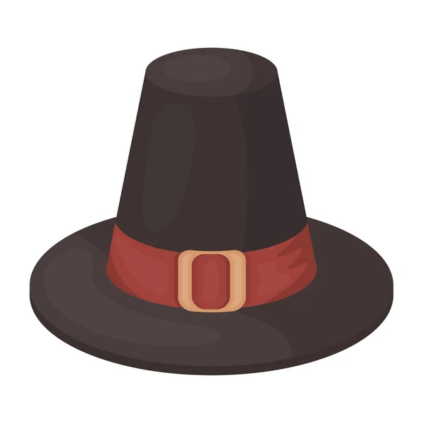 Pielgrzym ikona kapelusz kreskówka na białym tle w stylu. Canadian Thanksgiving Day symbol Stockowa ilustracja wektorowa. — Wektor stockowy
