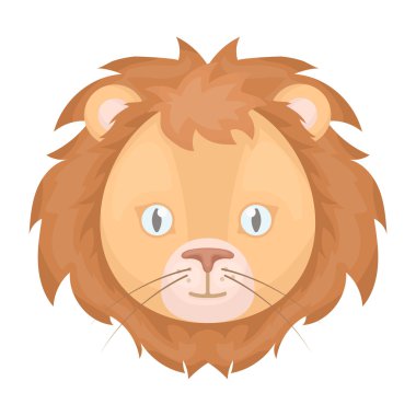 Sirk aslanı simgesi beyaz arka plan üzerinde izole karikatür tarzı. Sirk sembol stok vektör çizim.