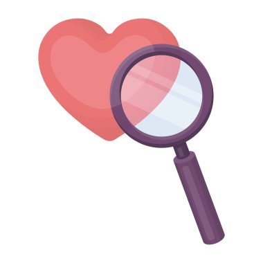 Bir aşk simgesi beyaz arka plan üzerinde izole karikatür tarzı arama. E-ticaret sembol stok vektör çizim.