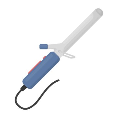 Beyaz arka plan üzerinde izole karikatür tarzı saç demir simgesini. Hairdressery sembol stok vektör çizim.