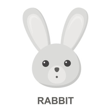 Tavşan çizgi film simgesi. Gösterim amacıyla web ve mobil tasarım.