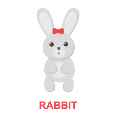 Tavşan çizgi film simgesi. Gösterim amacıyla web ve mobil tasarım.