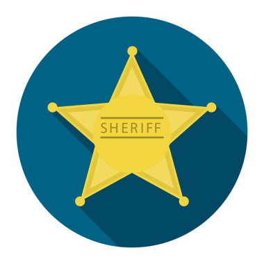 Şerif simgesi karikatür. Batı simgesi vahşi batı kümesinden tek.