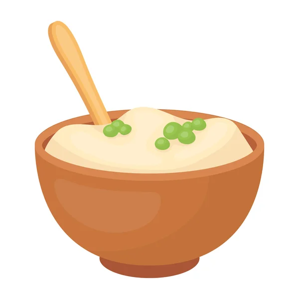 Icono de puré de papas en estilo de dibujos animados aislado sobre fondo blanco. Día de Acción de Gracias canadiense símbolo stock vector ilustración . — Archivo Imágenes Vectoriales