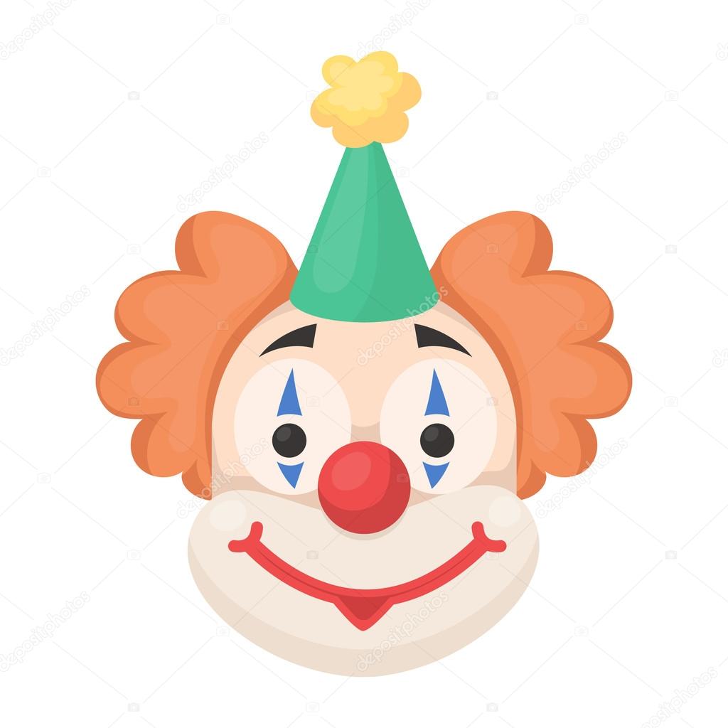 Clown icon in cartoon style isolated on white background. Circus symbol vector illustration.
