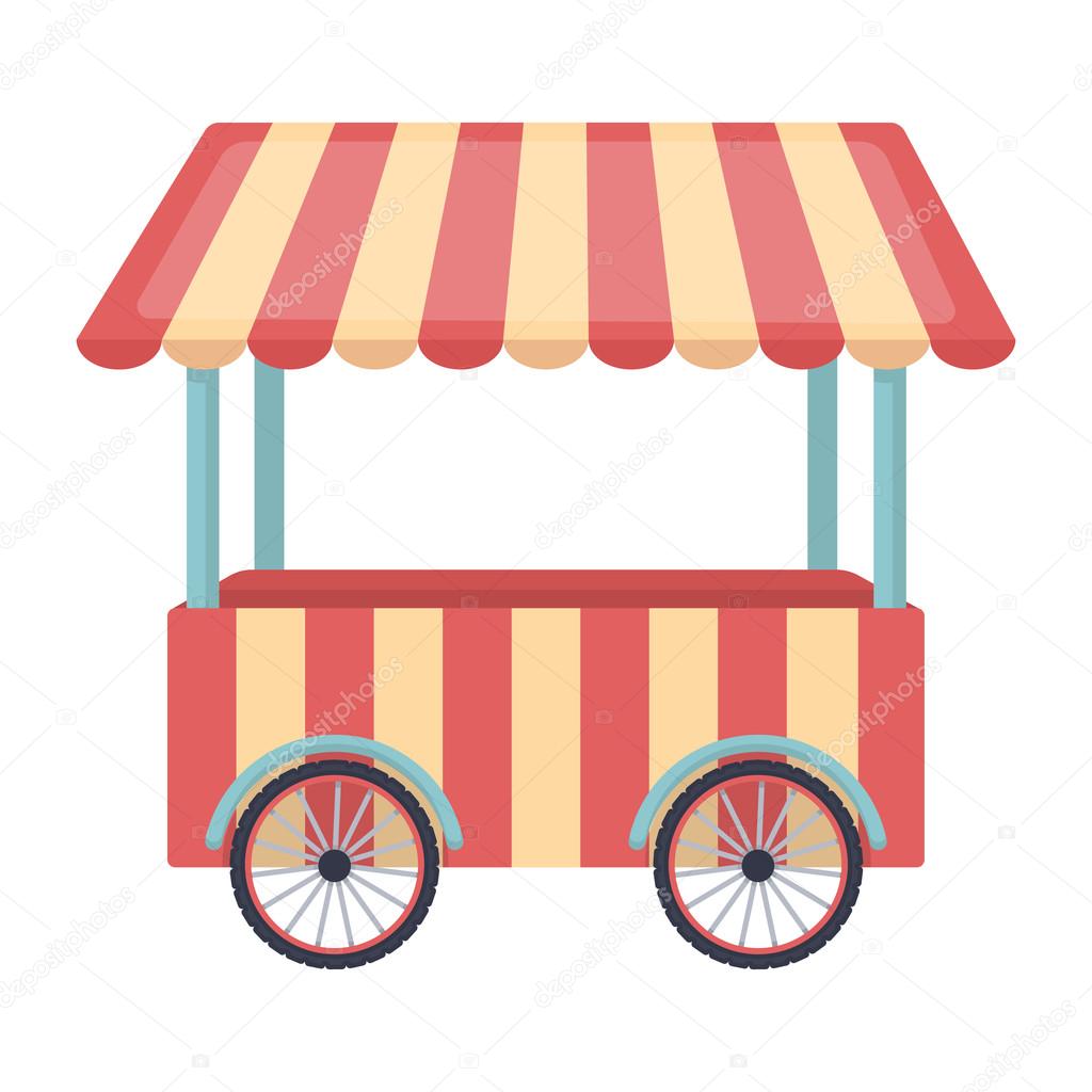 Snack cart icon in cartoon style isolated on white background. Circus symbol vector illustration.
