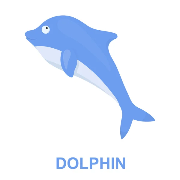 Δελφίνι εικονίδιο καρτούν. Τσουρουφλίζω ζώων εικονίδιο από το σύνολο των μεγάλων ζώων. — Διανυσματικό Αρχείο