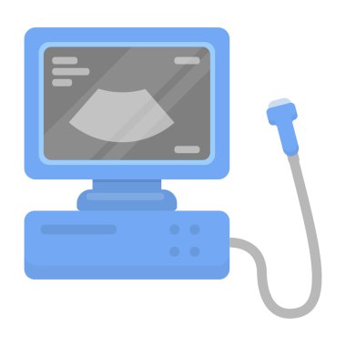 Ultrason tanılama simgesi beyaz arka plan üzerinde izole karikatür tarzı. Gebelik sembol stok vektör çizim.