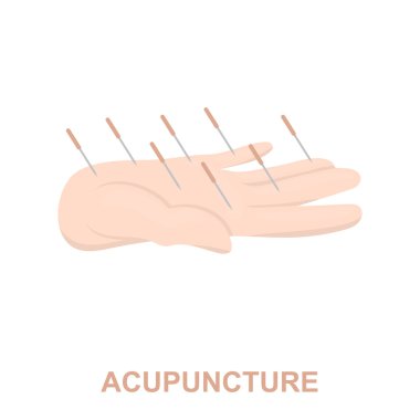 Akupunktur simgesi karikatür. Büyük tıbbi, sağlık setinden tek tıp simgesi.