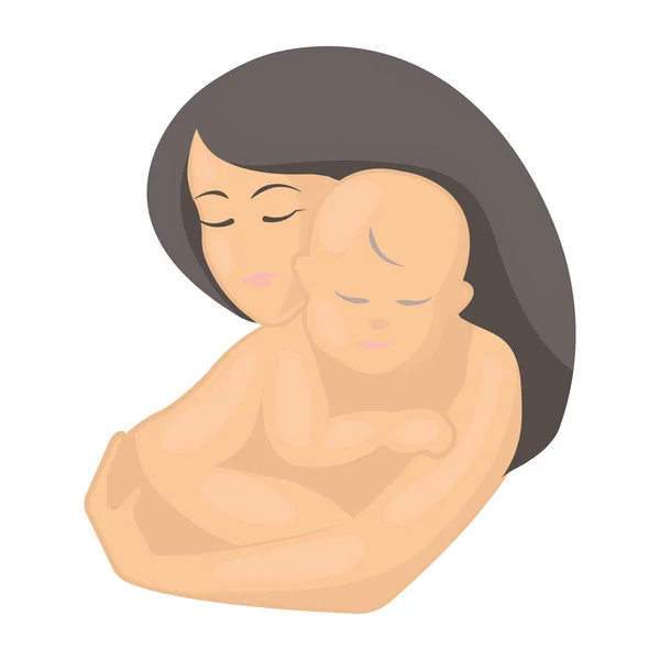 Ícone de mãe e bebê no estilo dos desenhos animados isolado no fundo branco. Grávida símbolo estoque vetor ilustração . — Vetor de Stock