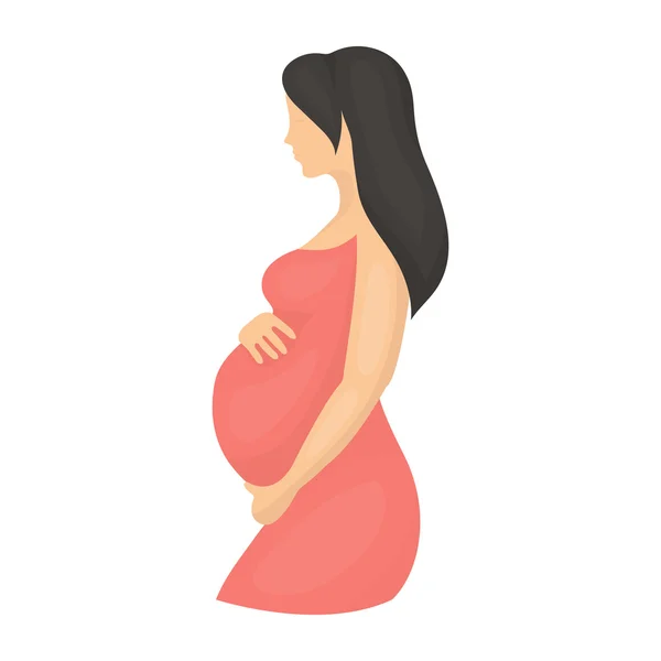Těhotná ikona v karikatuře stylu izolovaných na bílém pozadí. Těhotenství symbol akcií vektorové ilustrace. — Stockový vektor
