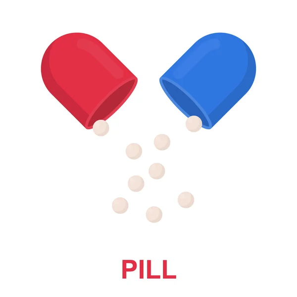 Pillola icona cartone animato. Icona di medicina singola dal grande set medico e sanitario . — Vettoriale Stock