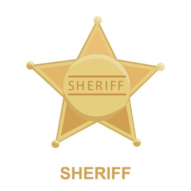 Şerif simgesi karikatür. Batı simgesi vahşi batı kümesinden tek.