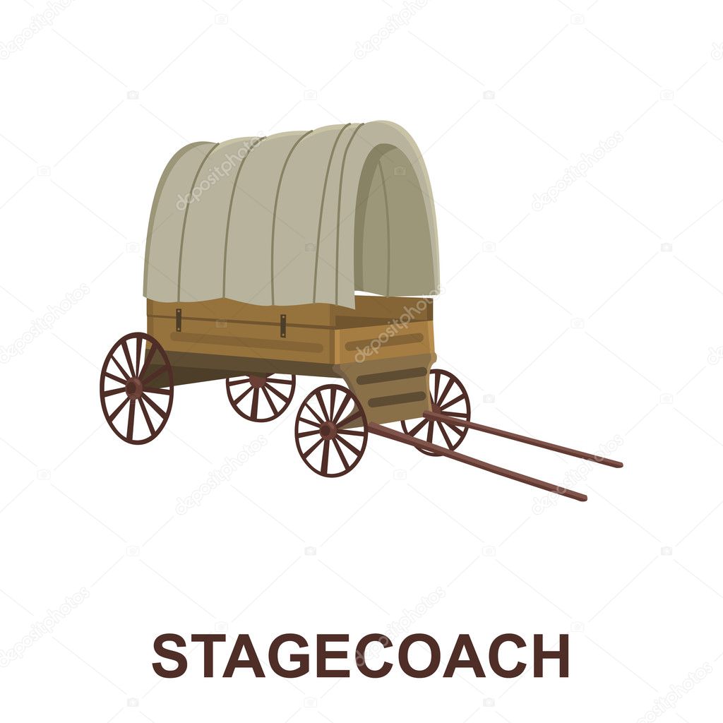 Cowboy wagon icon cartoon. Singe western icon from the wild west set.