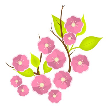 Sakura çiçek simgesi beyaz arka plan üzerinde izole karikatür tarzı. Japonya sembol stok vektör çizim.