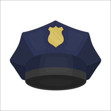 Polis simgesi beyaz arka plan üzerinde izole karikatür tarzı kap. Şapka sembol stok vektör çizim.