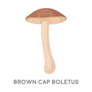 Kahverengi kap çörek simgesi beyaz arka plan üzerinde izole karikatür tarzı. Mantar sembol stok vektör çizim.