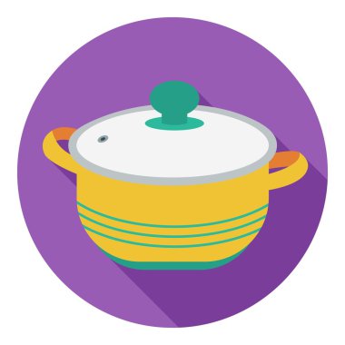Beyaz arka planda yalıtılmış düz tarzda Stockpot simgesi. Mutfak sembolü stok vektör illüstrasyon.