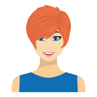 Readhead düz stil beyaz arka plan üzerinde izole kadın simgesini. Kadın sembol stok vektör çizim.