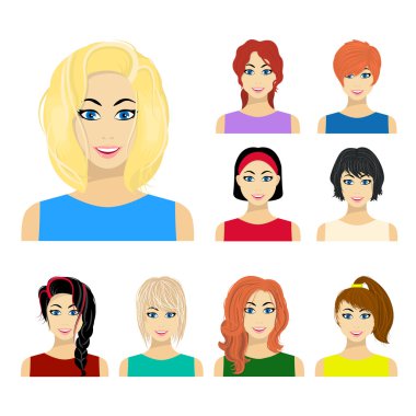 Woman set icons in flat style. Big collection of woman vector illustration symbol.