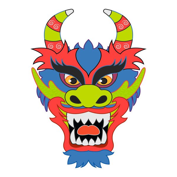 Икона дракона в мультяшном стиле выделена на белом фоне. Японская векторная иллюстрация
.