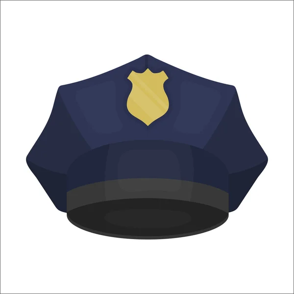 Icono de gorra de policía en estilo de dibujos animados aislado sobre fondo blanco. Sombreros símbolo stock vector ilustración . — Vector de stock