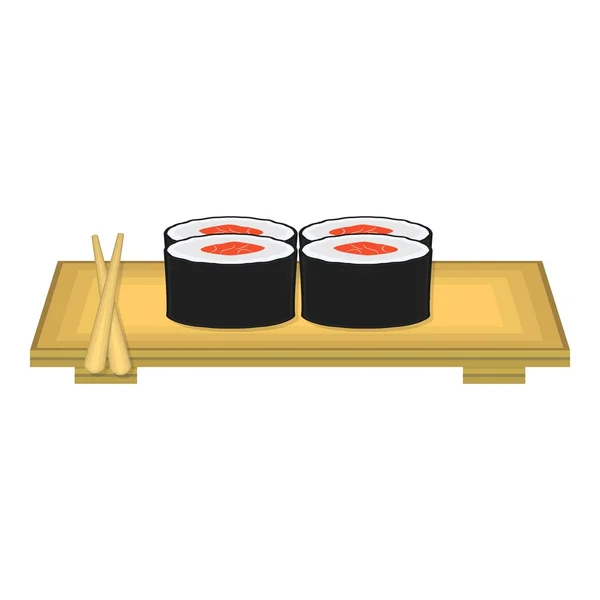 Icono de sushi en estilo de dibujos animados aislado sobre fondo blanco. Japón símbolo stock vector ilustración . — Vector de stock