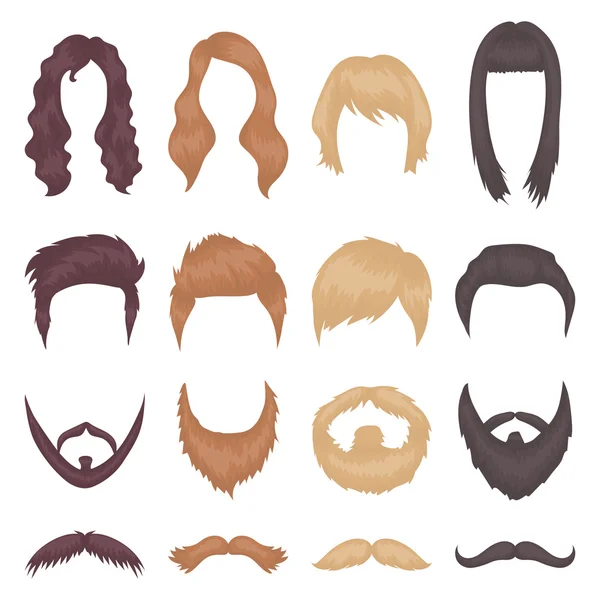 Conjunto de ícones de barba em estilo cartoon. Grande coleção de símbolo de ilustração de vetor de barba . — Vetor de Stock