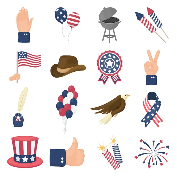 Patriot dag instellen iconen in cartoon stijl. Grote collectie van Patriot dag vector illustratie symbool. — Stockvector