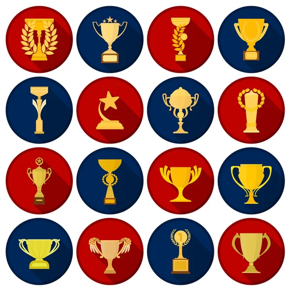 Winner cup set icons in flat style. Big collection of winner cup vector illustration symbol. — Stock Vector